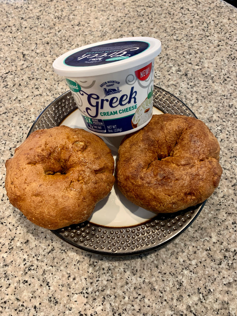 Protein Pumpkin Bagels + Sweet Cinnamon Cream Cheese